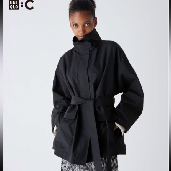 Uniqlo C Stand Collar trench cotton nylon black size XS rain minimal the row - Picture 4 of 17